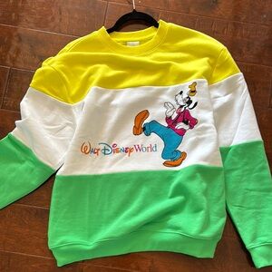 Disney Yellow and White Crewneck Sweater